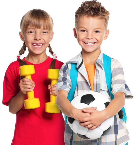 Sportliches Mädchen und Junge